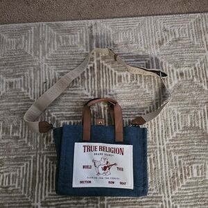 True Religion Blue and Brown Men's Messenger Bag